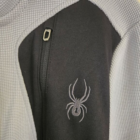 Spyder Raider Jacket Light Gray Black Colorblock Size L Pockets Zip Pocket Logo - Picture 5 of 11